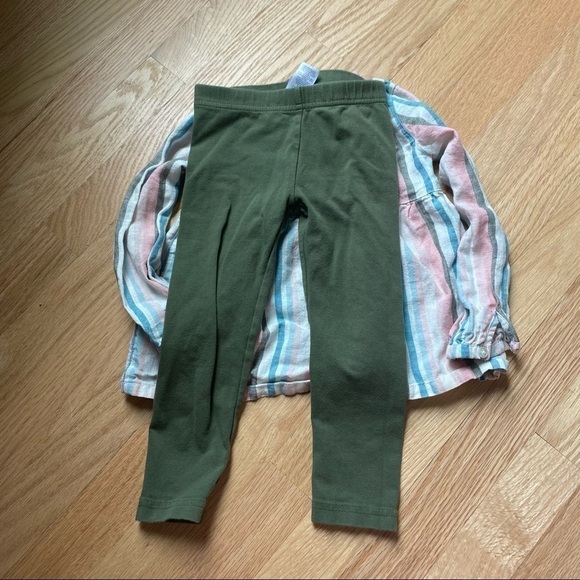 Carter’s Striped Tunic Outfit 3T Pants Green Blue White Pink Long Sleeve Girls - Picture 4 of 6